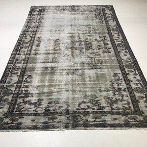 6.2x10.3 ft, GRAY DISTRESSED RUG, Vintage Area Rug, Oushak Turkish Rug, Handmade Wool Rug, Farmhouse Decor, Anatolian Rug, 6x10 Rug, Star