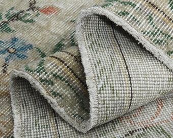 Beige Türkischer Oushak Teppich, Blauer Wollteppich (150x250cm)