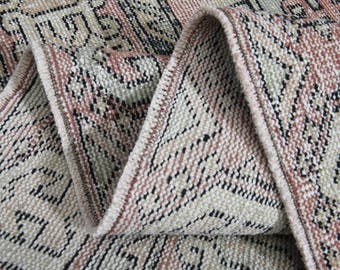 Oushak Wool Rug, Distressed Turkish Rug (6.4x9.5 ft)