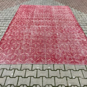 6&#39;9x10&#39;4 ft, FADED PINK, Area Rug, Vintage Turkish Rug, Handmade Rug, Wool, Shabby Decor, Bedroom Decor, Living Room Rug, 7x10 Oversize Rugs