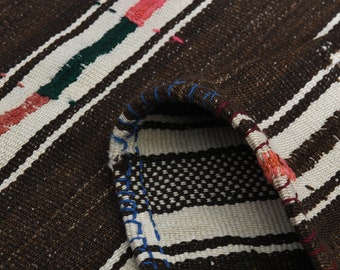 Brown Beige Vintage Turkish Rug, Handwoven Wool Oushak, 5x8 ft