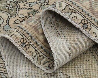 Large Earth Tone Wool Rug, 9.5x12.4 ft, Vintage Persian Star Rug