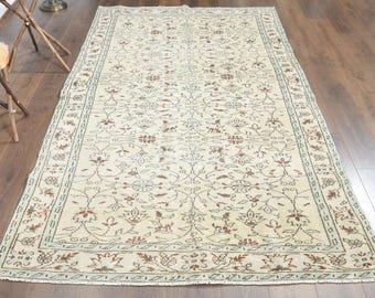 5x9 ft Vintage Turkish Oushak Rug, Handwoven Wool Anatolian Area Rug