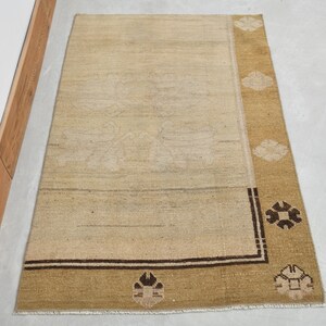 2.7x4.2 ft, SMALL TURKISH RUG, Oushak Rug, Wool Rug, Vintage Rug, Bohemian Rug, Boho Decor, Bedroom Rug, Kitchen Rug, 3x4 Small Rug, Star