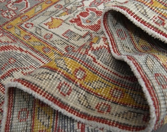 Red Turkish Oushak Rug, Vintage Wool Area Rug 6x9'9 ft
