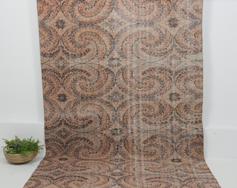 6x9 Orange Vintage Turkish Handwoven Rug |  Orange Gray Wool Area Rug, Unique Oriental Oushak Carpet, Antique Carpet for Interior 5.9x8.8