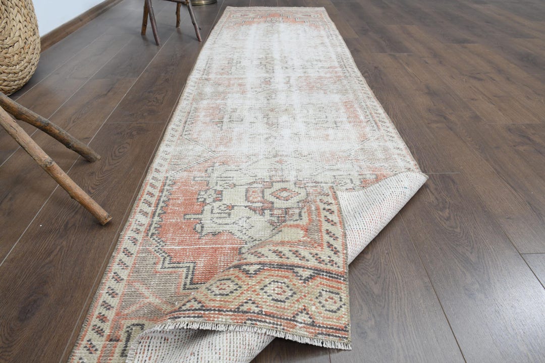 VINTAGE TURKISH RUNNER, Bohemian Hallway Rug 2x9 Ft, Handmade Wool Area ...