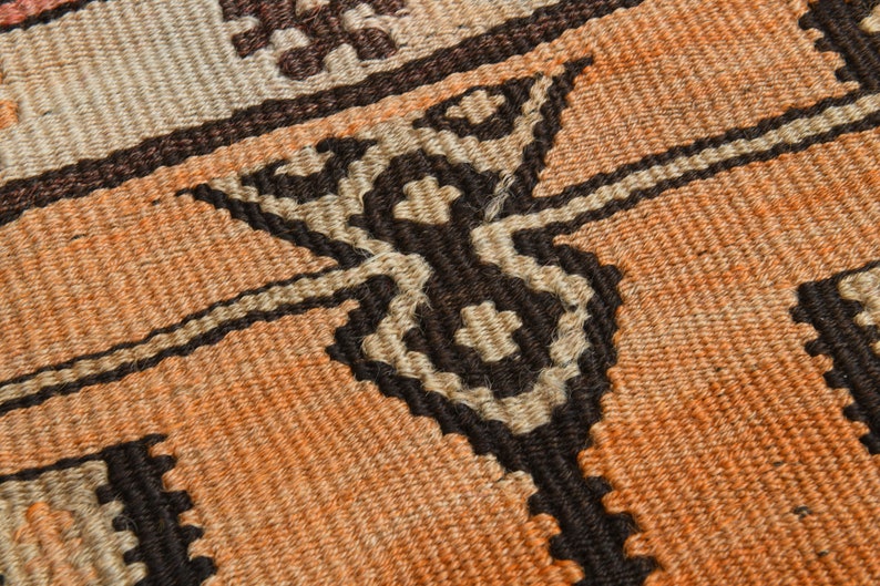 Vintage plattvävd kelimmatta, 160x280 cm, handgjord turkisk ull bild 5