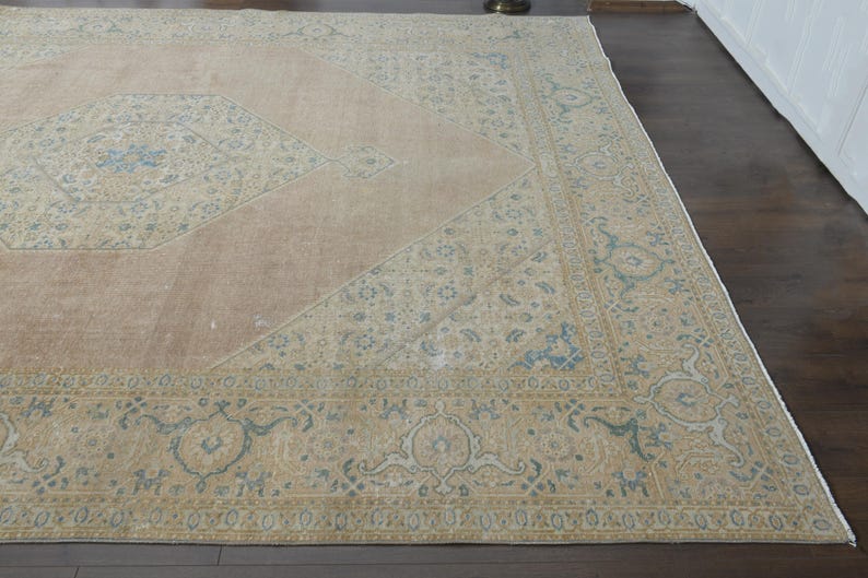 Oversized Orange Persian Rug, Vintage Wool Handmade Carpet (9'8x12'3ft) image 6