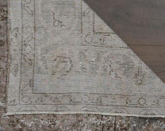 Distressed Turkish Oushak Rug, Wool Handmade Vintage Area Rug, 7'1x10 ft
