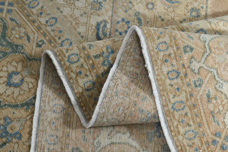 Oversized Orange Persian Rug, Vintage Wool Handmade Carpet (9'8x12'3ft) image 1