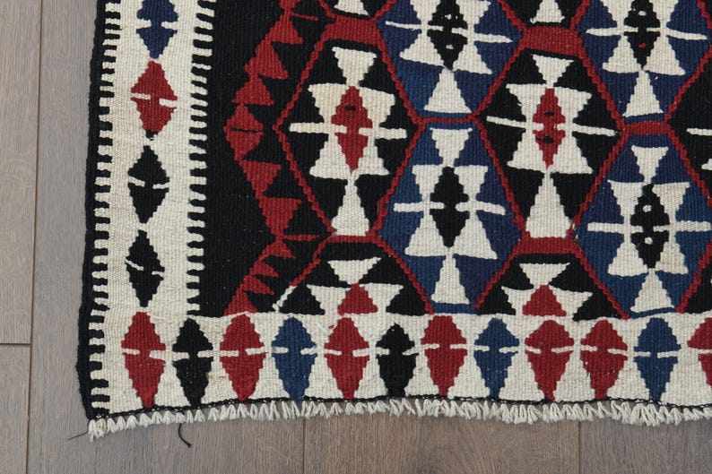 Handvävd kelimmatta, vintage turkisk ullmatta 96 x 200 cm bild 2