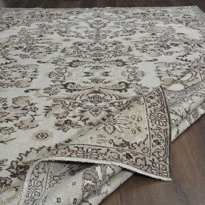 6&#39;3x9&#39;4 ft, MINIMALIST BEIGE BROWN, Turkish Rug, Vintage Handmade Rug, Beige Brown Rug, Minimalist Rug, 6x9 Area Rug, Washable Rug, Antique