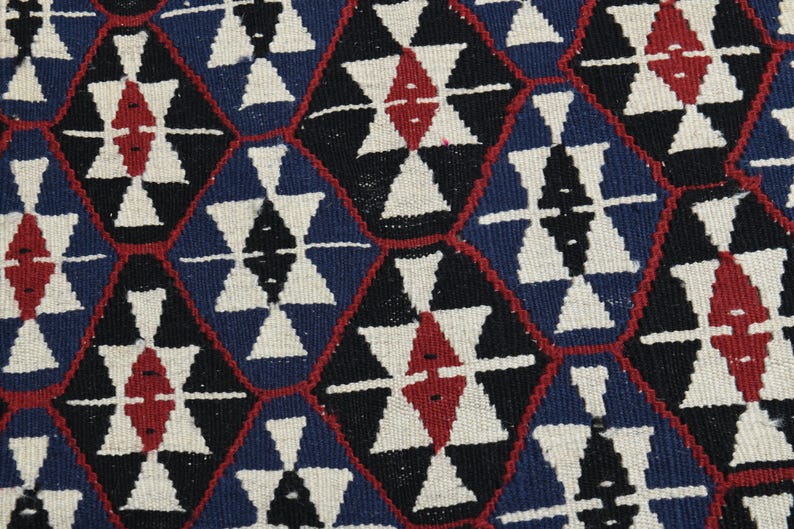 Handvävd kelimmatta, vintage turkisk ullmatta 96 x 200 cm bild 8