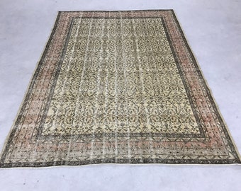 7.2x10.4 ft, TURKISH AREA RUG, Home Decor, Oushak Area Rug, Vintage Area Rug, Large Rug, Home Living, Floor Rug, Wool Rug, 7x10 Area Rug