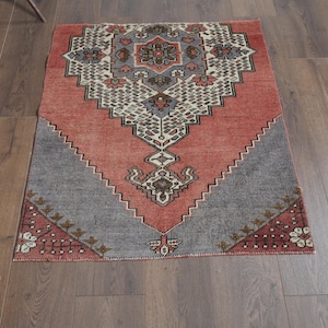 2'9x3'4 ft, ORANGE BEIGE MAT, Small Turkish Rug, Vintage Oushak Rug, Decor, Wool Rug, Kilim, Antique Kitchen Rug, 3x3 Kilim, Star Rug, 3x3