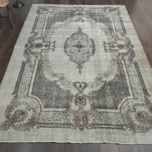 6.7x9.8 ft, VINTAGE AREA RUG, Oushak Area Rug, Turkish Area Rug, 7x10 Area Rug, Wool Rug, Large Rug, Living Room Rug, Antique Rug, Knot Rug