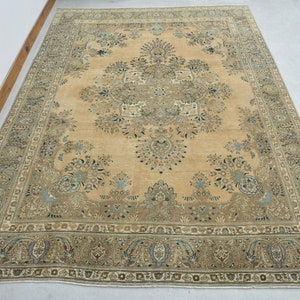 9&#39;5x12&#39;9 ft, ORANGE PERSIAN RUG, Vintage Wool Rug, LIving Room Rug, Handmade 10x13 Persian Rug, Oversized Home Decor Rug, Orange Brown Rug