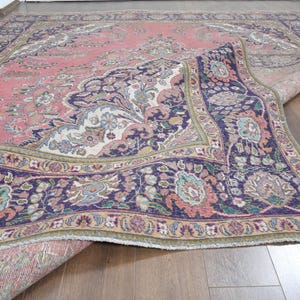 9&#39;6x12&#39;6 ft, PINK MINIMALIST RUG, Oversized Turkish Rug, 10x13 Area Rug, Large Area Rug, Oushak Rug, Dining and Living Room Rug, Handmade