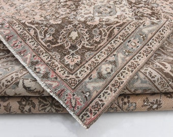 Oversized Pink Oushak Rug, 9.6x11.4 ft, Vintage Turkish Wool Rug