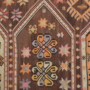 Vintage plattvävd kelimmatta, 160x280 cm, handgjord turkisk ull bild 6