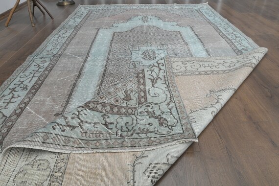 Vintage Turkish Wool Rug, 5.6x9.9 Ft, Handmade Neutral Decor - Etsy