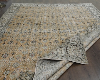 6&#39;9x10&#39;2 ft, TURKISH AREA RUG, Oushak Area Rug, Vintage Area Rug, Dining Room Rug, Living Room Rug, 7x10 Area Rug, Faded Area Rug, Floor Rug