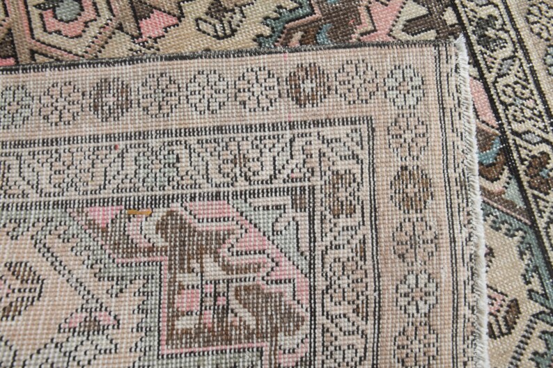 Stair Runner Rug Pattern Vintage Turkish Runner Rug, 3.2x12.3 Ft, Beige Brown Hallway Stair ...