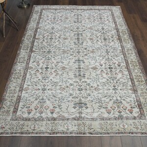 5&#39;8x9 ft, OVERSIZED RUG, Oushak Turkish Rug, Vintage Rug, Decorative Rug, Antique Rug, Living Room Rug, Handmade Wool Rug, Beige 6x9 Rug