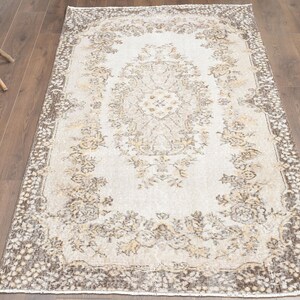 4x6&#39;7 ft, BEİGE TURKISH RUG, Home Decor, Oushak Rug, Wool Rug, Area Anatolian Rug, Vintage Runner Rug, 4x7 Rug, Beige Brown Area Rug