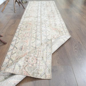 2&#39;2x8&#39;1 ft, PATCHWORK RUNNER RUG, Vintage Turkish Runner, Oushak Handmade Rug, Brown Beige Runner, 2x8 Runner, Kitchen Rug,  Hallway Rug,