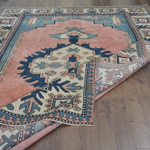 6&#39;4x9&#39;4 ft, MILAS AREA RUG, Oushak Rug, Turkish Rug, Handwoven Rug, Anatolian Rug, Vintage Rug, Bohemian Rug, Room Decor, 6x9 Rug, Wool Rug