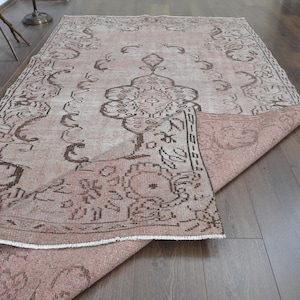 5&#39;1x9&#39;4 ft, VINTAGE OUSHAK RUG, Turkish Rug, Brown Area Rug, Wool Rug, Handwoven Rug, Decor Rug, Living Room Rug, Area Rug, Bedroom Rug,