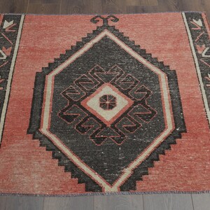 3'2x3'9 ft, ORANGE SMALL RUG, Vintage Turkish Rug, Mini Decor, Wool Rug, Small Rug, Kitchen Rug, Orange Square Rug, Mini Rug, Bathroom Rug