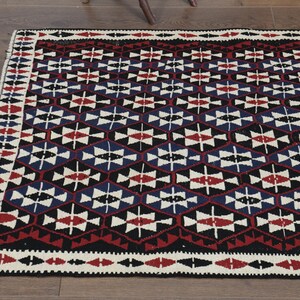 Handvävd kelimmatta, vintage turkisk ullmatta 96 x 200 cm bild 6
