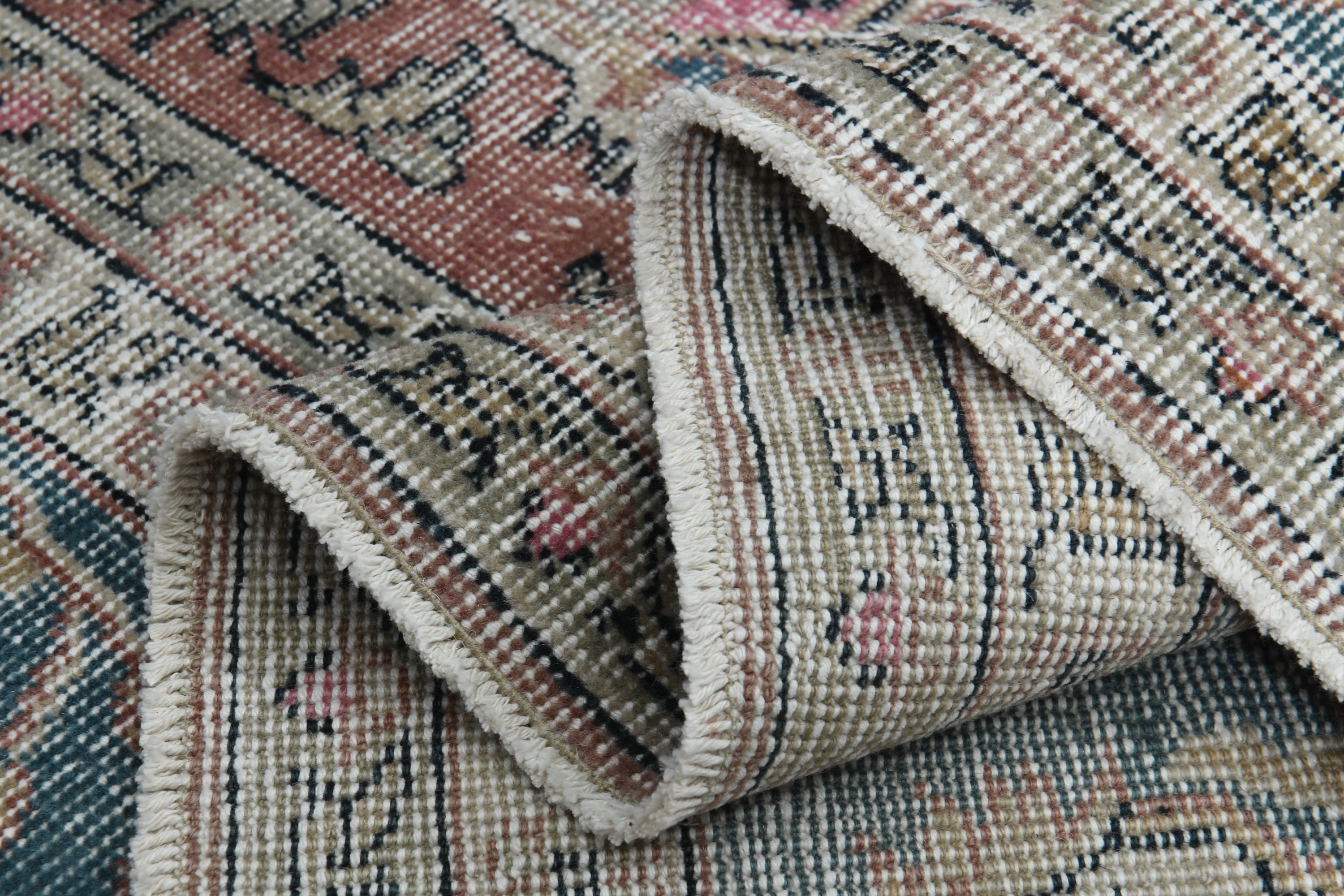 7'1x10'7 ft, PINK FADED RUG, Living Room Rug, Turkish Area Rug, Vintage Wool Rug, Oushak Handmade Rug, 7x11 Area Rug, Large Area Rug, 7x11