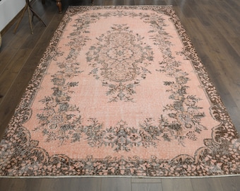 Oversized 5'9x9'8 Vintage Turkish Oushak Rug, Hand-Knotted Wool Area Rug