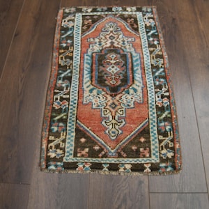 1'6x2'5 ft, SMALL TURKISH RUG, Vintage Turkish Rug, Mini Decor, Wool Rug, Orange Brown Decor, Small Rug, Kitchen Rug, Square Rug, 2x3 Mini