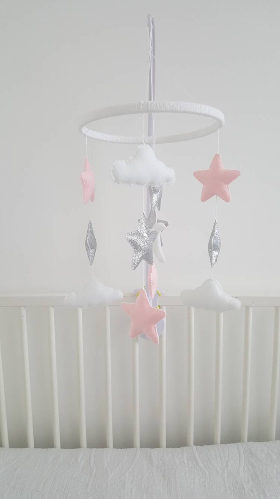 Star Mobile Cloud Mobile Baby Girl Mobile Glitter Mobile Etsy