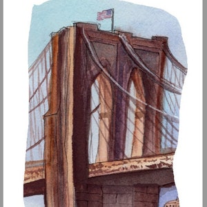Watercolor Fine Art Print, "Brooklyn Bridge"