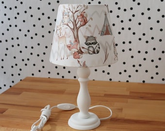 Lampe de table chambre d'enfant animaux de la forêt boho