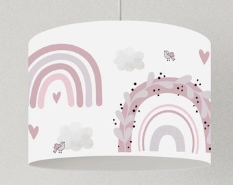 Lampe Mädchen Regenbogen und Wolken, Lampenschirm bunt Kinderzimmer, Kinderzimmerlampe Decke Kinder