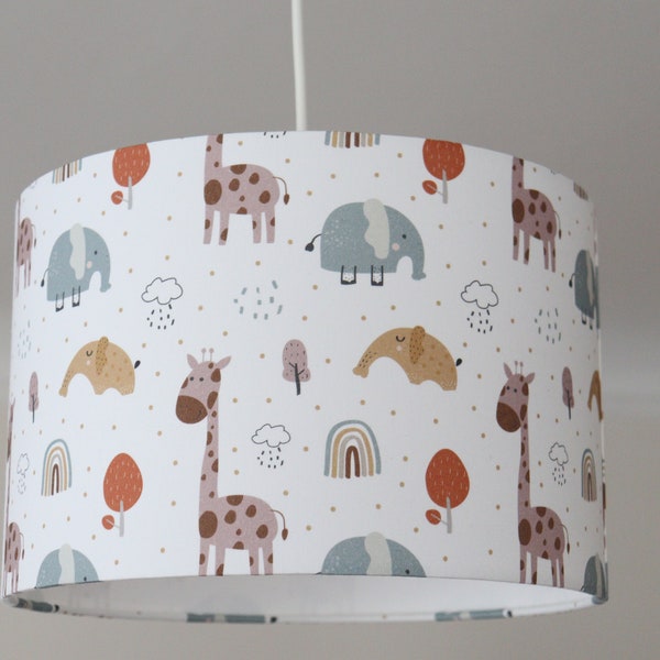 Lampenkap kinderkamer met olifanten en regenbogen, lamp kinderen, kinderlamp, kinderkamerlamp dieren