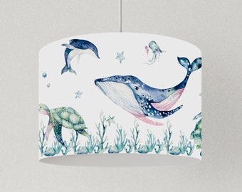 Whale lamp, ceiling lamp sea creatures, children's lamp, children's lamp, maritime children's room lamp