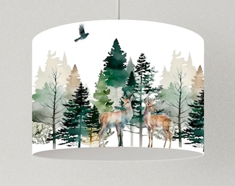 Lampenschirm Wald grün, Lampenschirm Landschaft, Deckenlampe grün, Lampenschirm Wohnzimmer Küche Wald