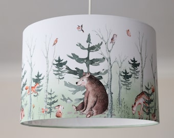 Children's room lamp forest animals, children's room lampshade large, children's lamp deer and bear, children's lampshade