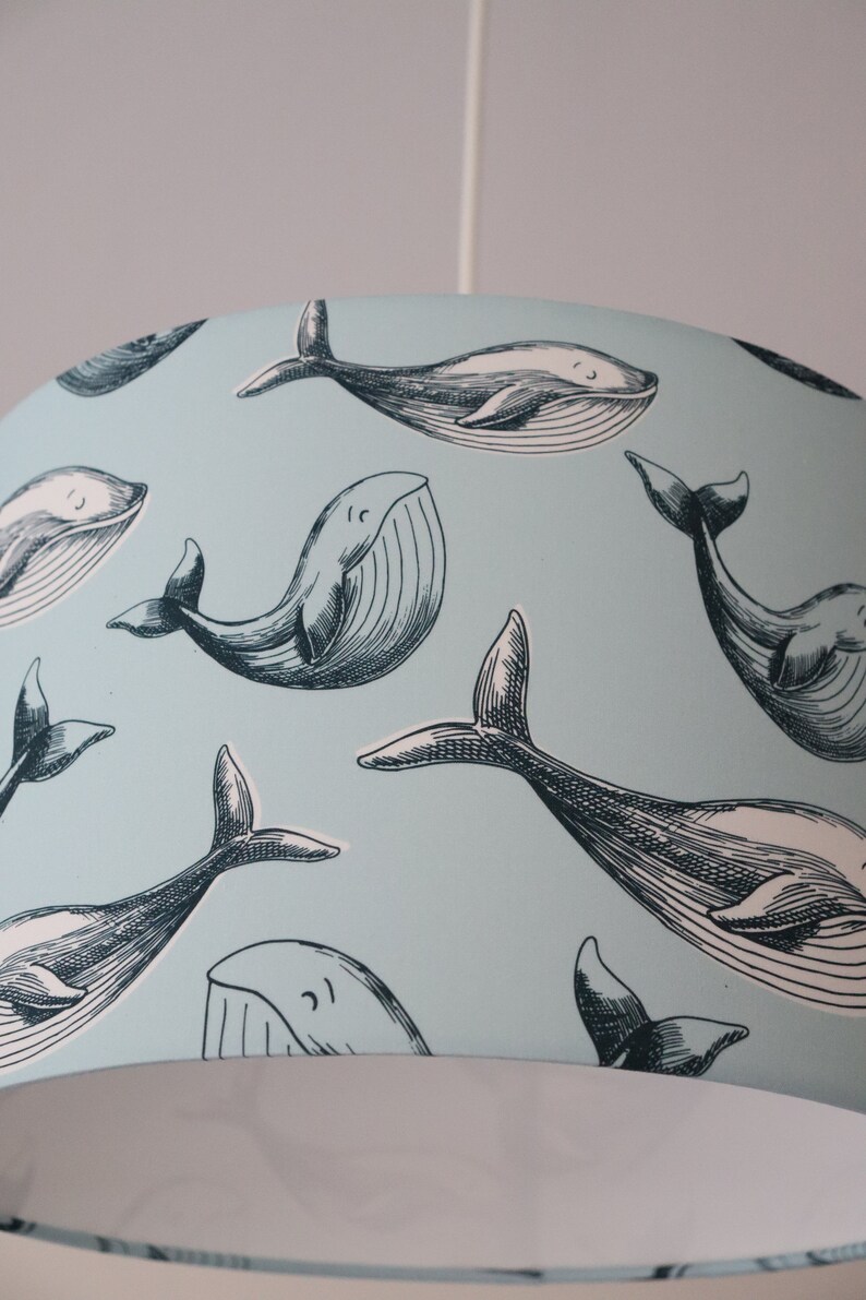 Lampshade nursery ceiling lamp whales turquoise lamps kids Etsy