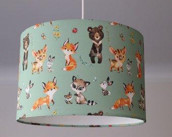 Lampe de chambre d'enfant animaux de la forêt, abat-jour de chambre d'enfant grand, lampe pour enfants renard et ours, abat-jour pour enfants de nombreuses couleurs