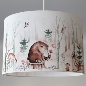 Children's room lamp forest animals, children's room lampshade large, children's lamp deer and bear, children's lampshade