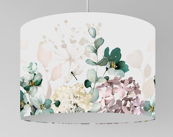 Lampe de salon fleurs libellule, abat-jour floral, plafonnier fleurs, abat-jour salon cuisine motif floral